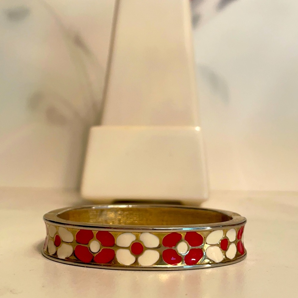 Gold and Red Bangle Bracelet